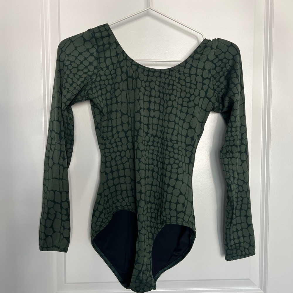 Solid & Striped Dark Green Patterned Womens One P… - image 1
